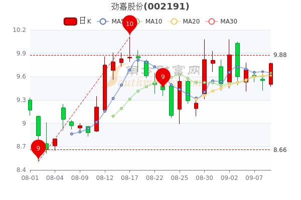 劲嘉股份9月9日中单净流出9664万成交量达3037万