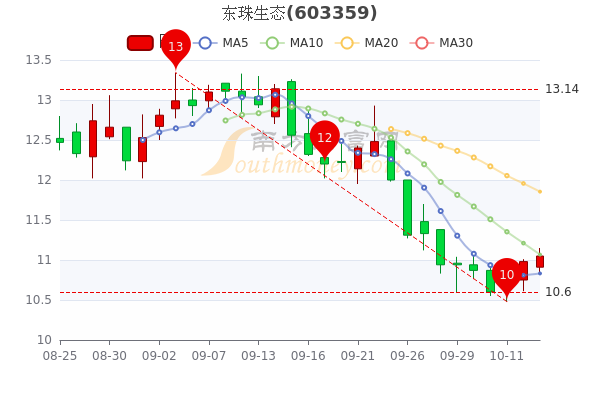 东珠生态10月13日报1106元主力净流出10738万五分钟教你看懂