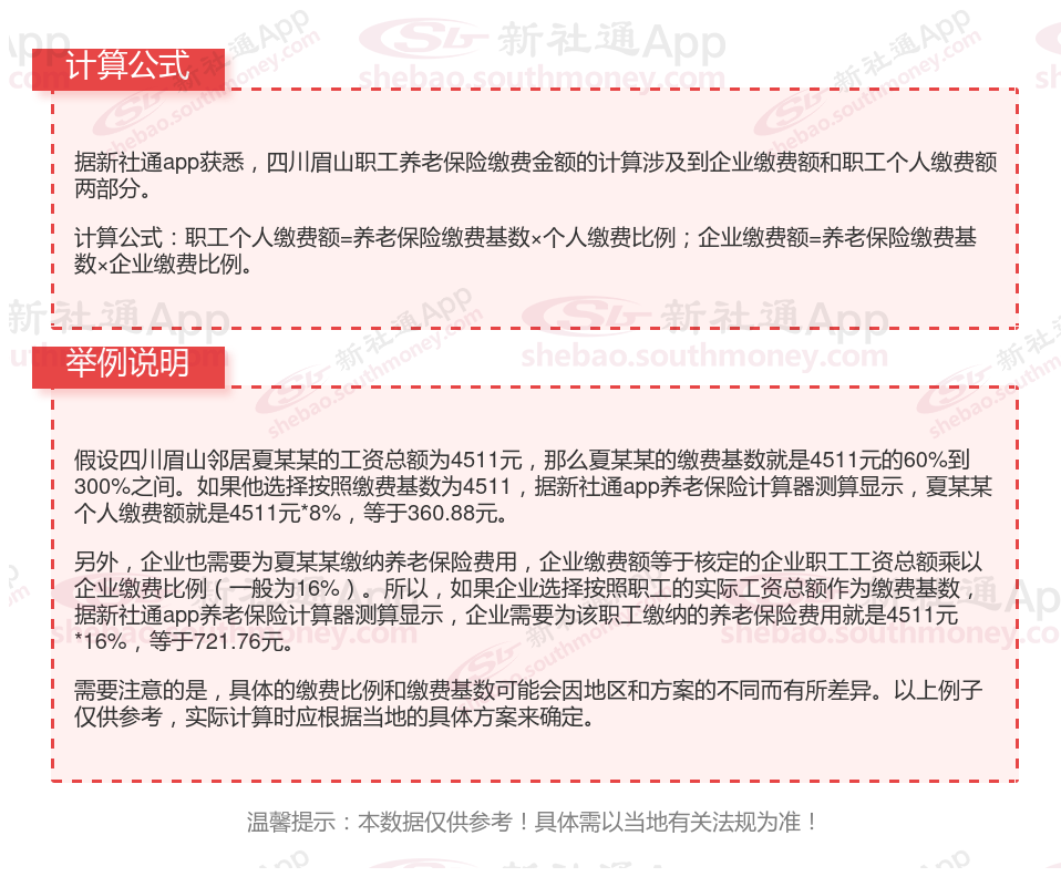四川眉山养老保险缴费标准2024年是多少?