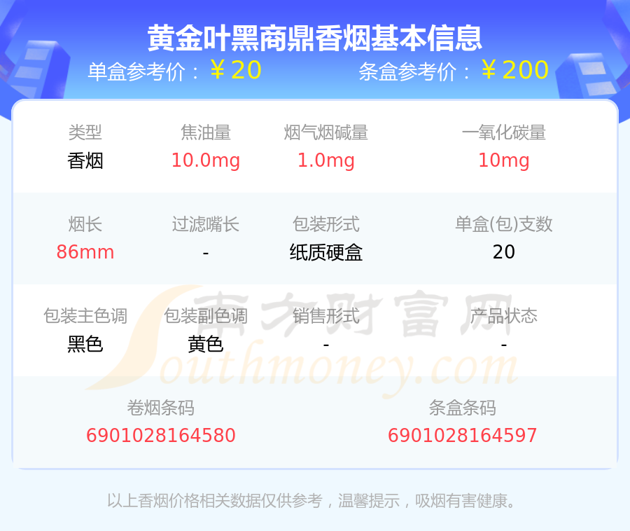 黄金叶黑商鼎多少钱一条2023黄金叶香烟价格表