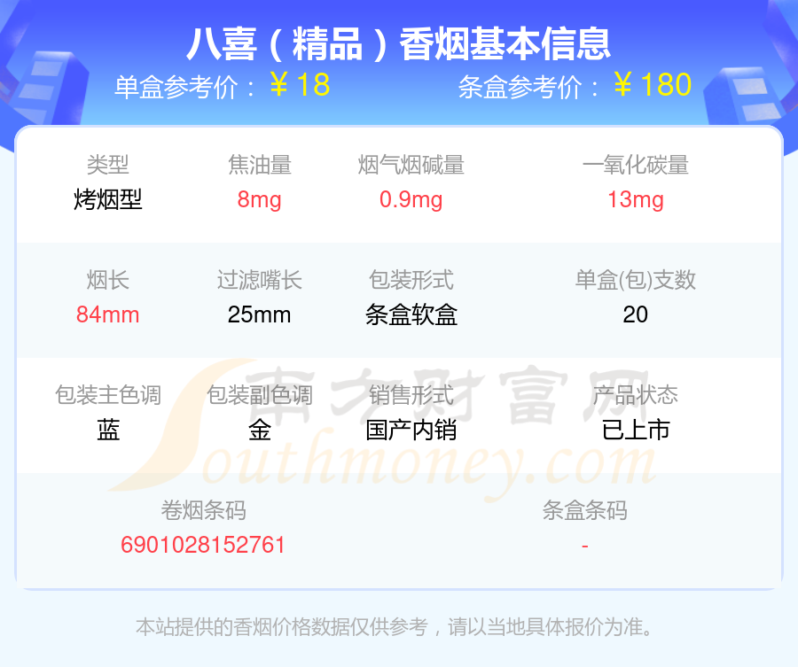 烟碱量2mg以下的八喜香烟一览表 