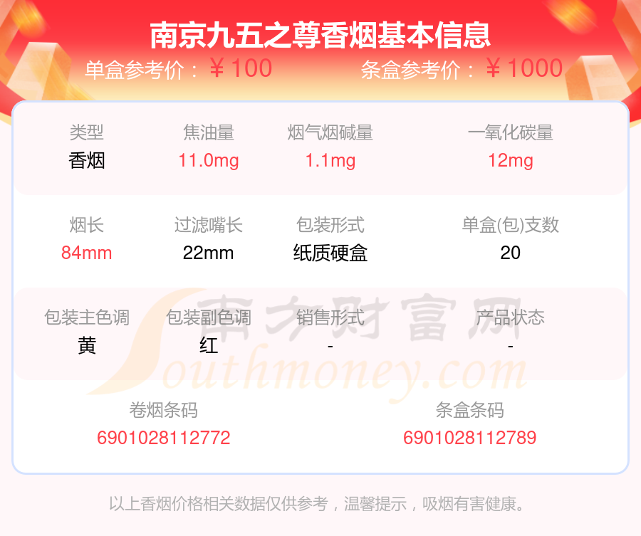 南京九五之尊多少钱一条2024南京香烟价格表