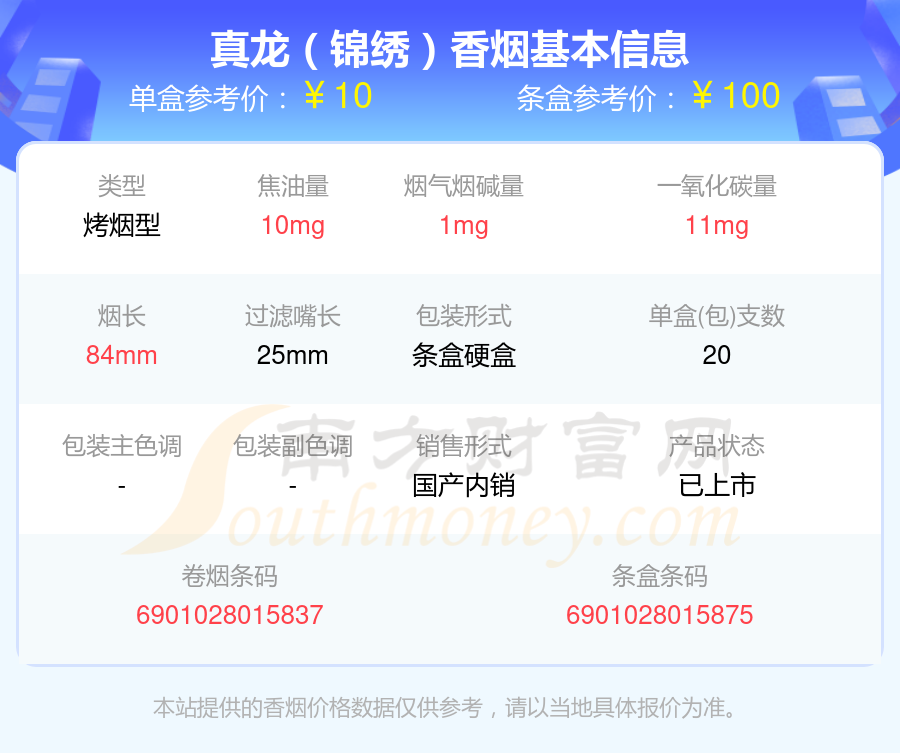 锦绣香烟价格图片